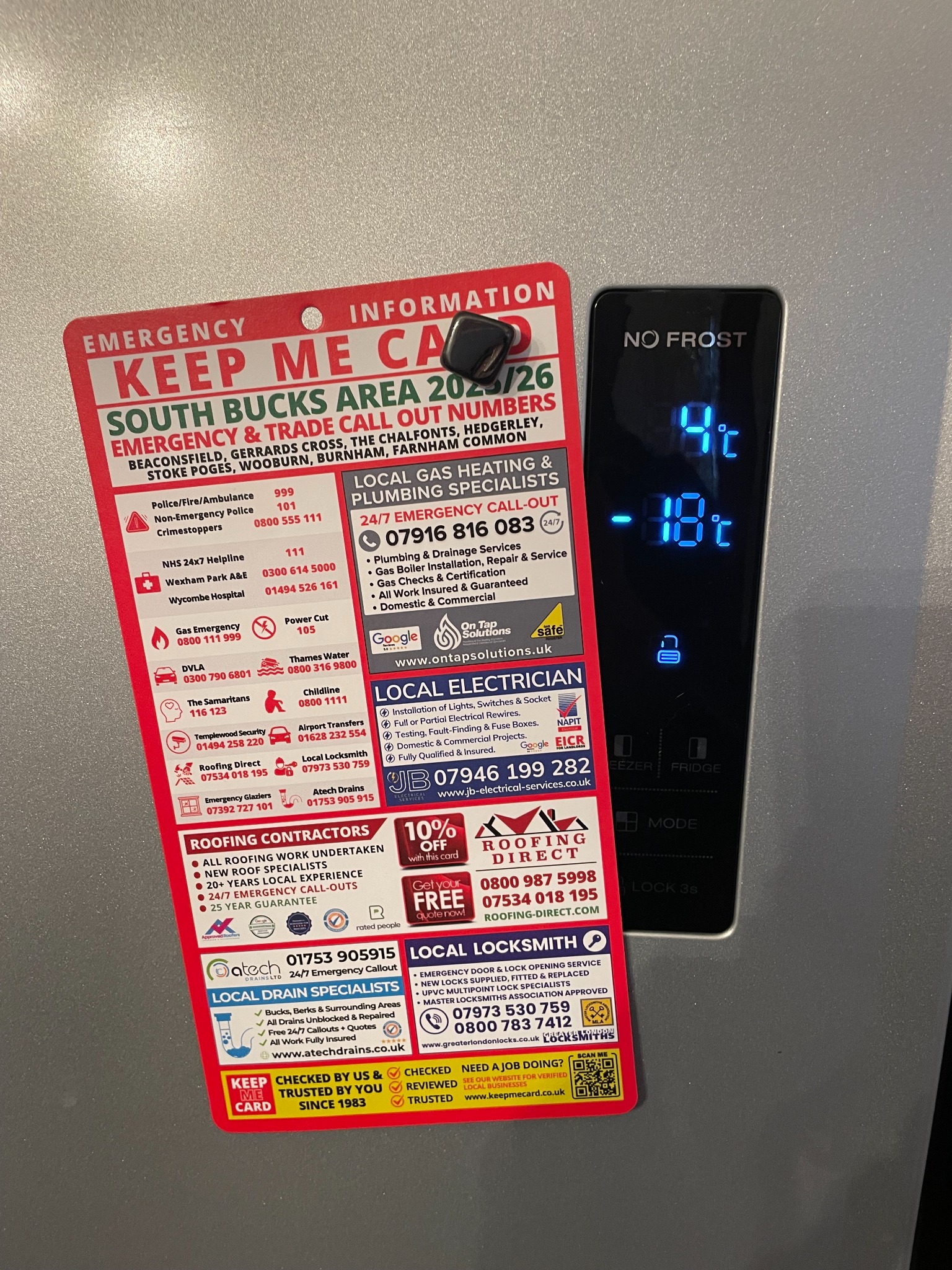 Keep Me Card displayed in a home